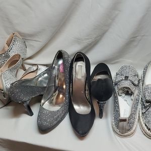 3 heels and 1 pair of bling flats bundle sz 10